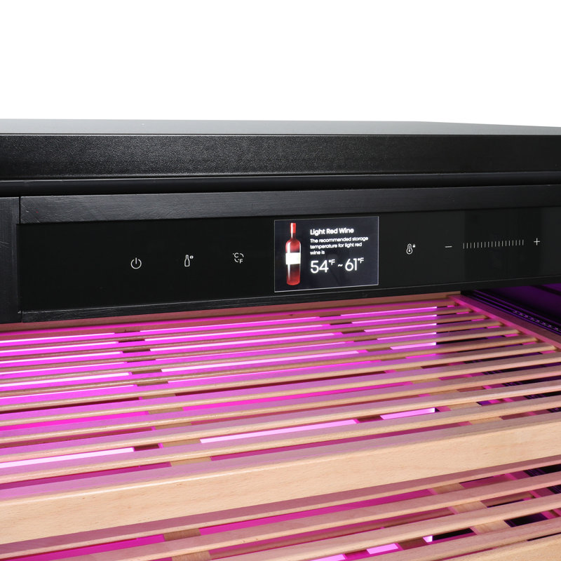 Vinotemp Vinoglow 41-Bottle Wine Cooler, Single Zone, Stainless Steel Freestanding/Built-In Undercounter Refrigerator With UV Glass Door And Touch Controls