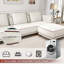 Canapé modulaire modulaire: canapé de luxe 86 pouces avec repose-pieds, coussins de canapé rembourrés à 70%, amovible et lavable, canapé en lin doux, très grand canapé de salon blanc-364649945-364649946
