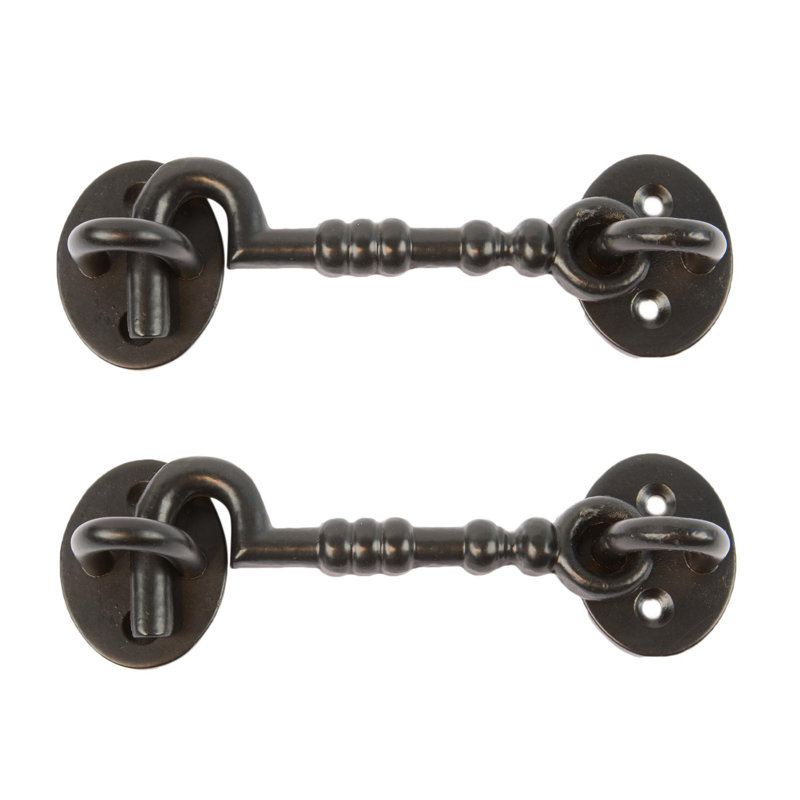 Hammer & Tongs - Ornate Cabin Hook and Eye - W125mm - Black