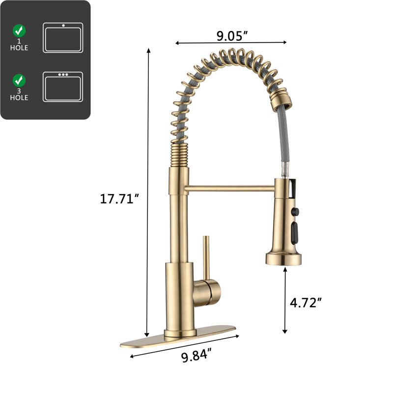 Kitchen Faucets, Spring Kitchen Sink Faucets with Soap Dispenser