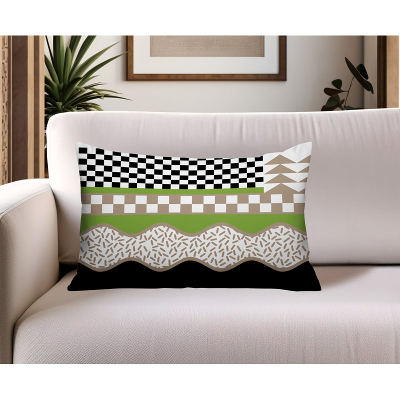Coussin lombaire intérieur / extérieur Trix Abstract, Rectangle H 14 po x l 20 po, Chartreuse