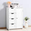 Armoire de plancher blanche pour salle de bain avec tablette réglable et 4 tiroirs - Style moderne pour le salon, la chambre à coucher, divers espaces