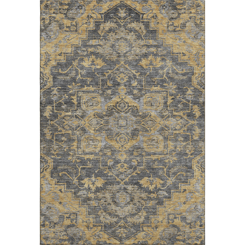 Premium Machine Washable Prisco Gray Rug, Rectangle 5' x 7'6"
