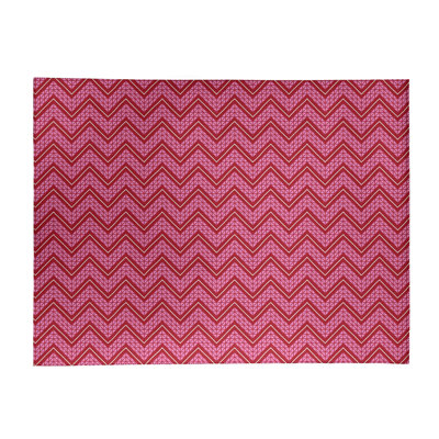 Tapis rose/rouge à chevrons fait main
