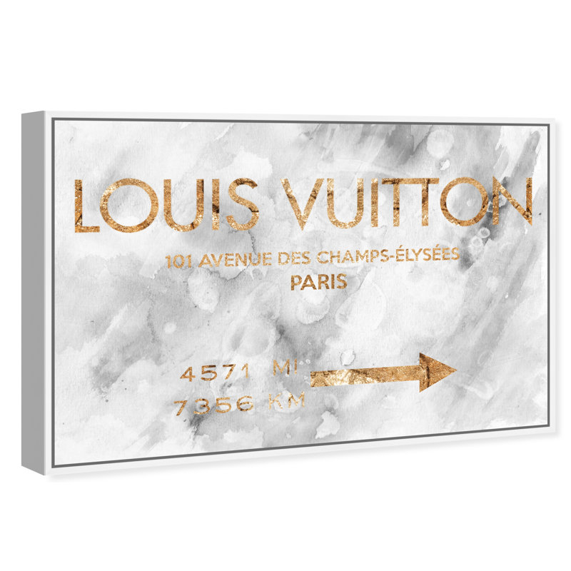 Parisian Road Sign II - art textuel sur toile, H 20 po x l 30 po, Cadre blanc