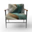 Teal Abstract Elegant Wave I - Fauteuil rembourré moderne, fauteuil d'appoint à formes géométriques-1867459908