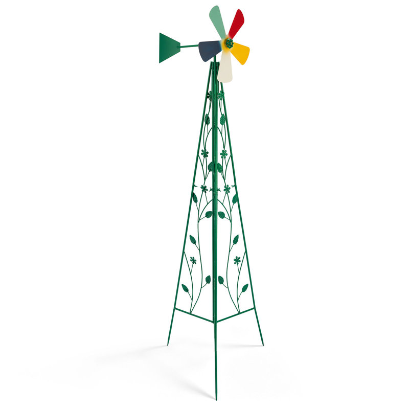  6,2 pi Moulin à vent de jardin en métal vert avec girouette, Vert