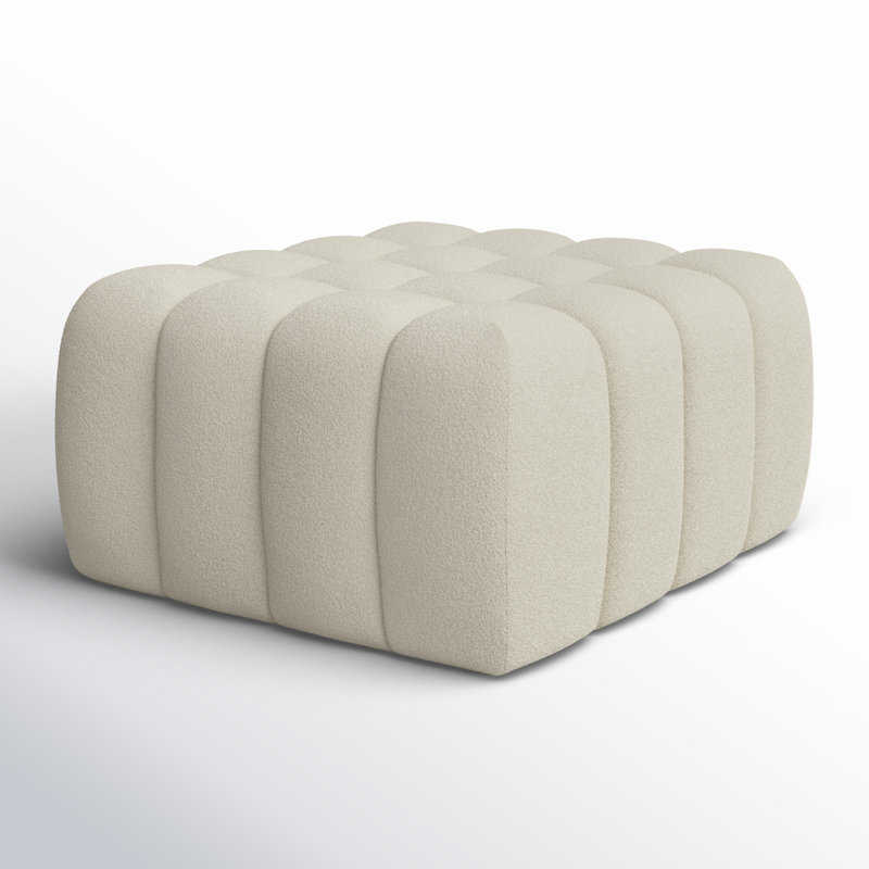 Upholstered Ottoman, Light Gray