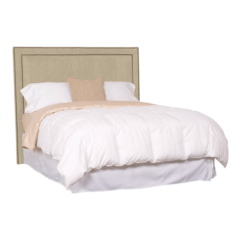 Hillary/Hank Queen Nailhead Upholstered Panel Headboard, Nomad Sand, Yes