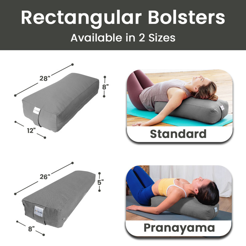 Rectangular Pranayama Yoga Bolster Meditation Pillow, Gray