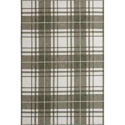 Tapis d'intérieur / extérieur de jardin à carreaux vert
