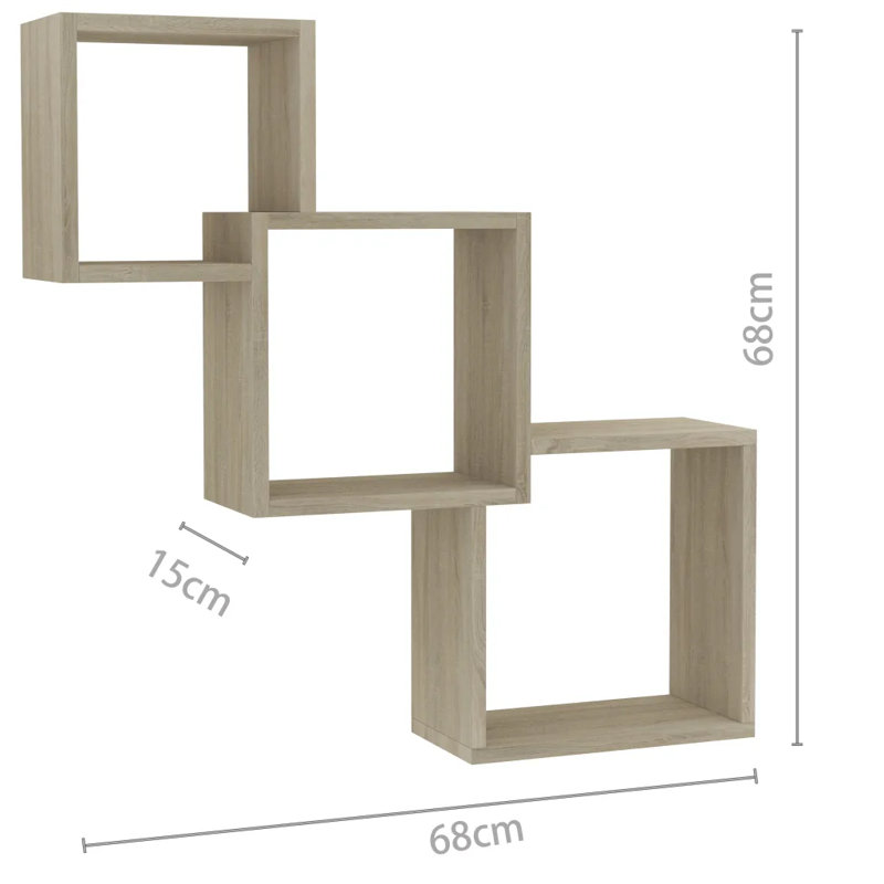 Cube Wall Shelf 68x15x68 cm Engineered Wood, Brown