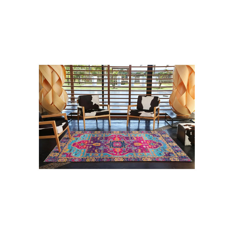 Tapis décoratif à motif thématique traditionnel, Rectangle 5 pi x 9 pi 11 po