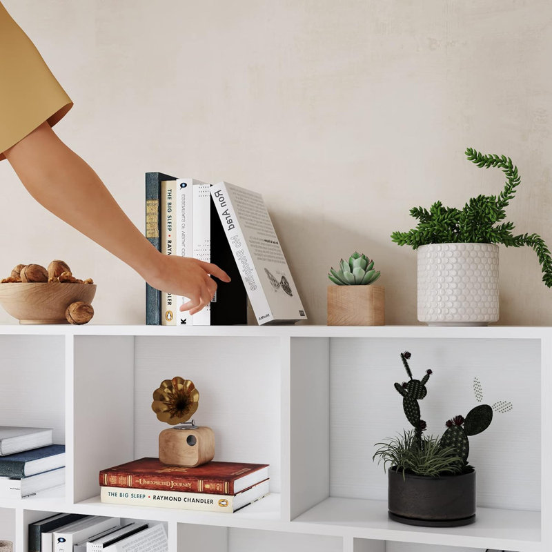 WAHEY Bookcase, 10 Cube Open Storage Display Bookshelf With Legs, HOFB013, Ivory White, 36.8"H x 49.2"W x 9.4"D