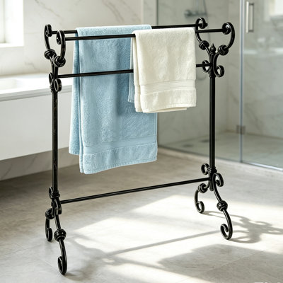 Antique Wrought Iron Free Standing Towel Rack