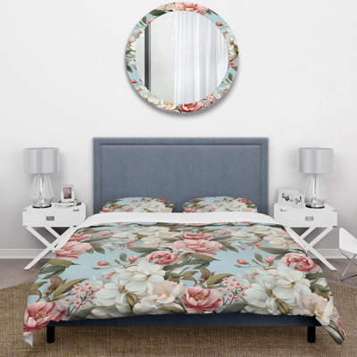 Pink Vintage Flower Garden Symphony IV Floral Duvet Cover