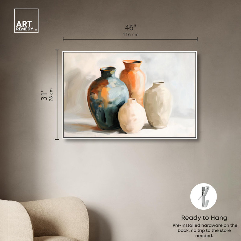 Art mural Sandwave Jars, Cadre blanc, H 31 po x l 46 po