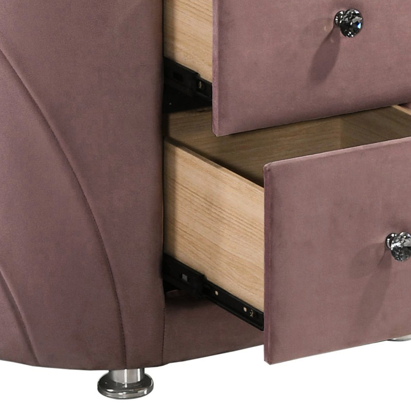 Table de chevet pour chambre à coucher de couleur rose avec un design sophistiqué et une fonction de rangement
