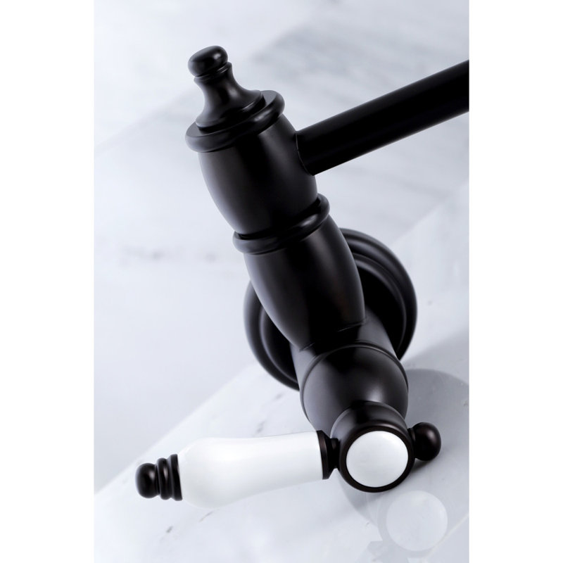 Kingston Brass Bel-Air Two-Handle 1-Hole Wall Mount Pot Filler Faucet, Oil Rubbed Bronze
