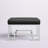 Pangea Home Upholstered Declan Laurence Stainless Steel Vanity Stool - Modern Upholstered Metal Accent Stool – Contemporary Decorative Stool for Living Room, Office, or Bedroom - Black Faux Leather Stool with Silver Legs-370118244-370118245