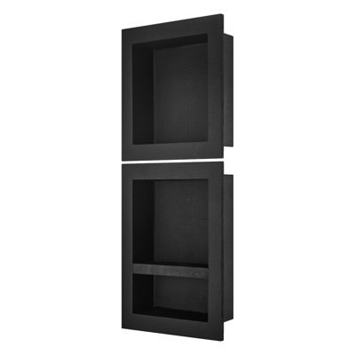 16" x 20" Waterproof Shower Niche with Triple Shelves - Ready for Tile Recessed Wall Insert, Black Square Corner Bathroom Storage Organizer