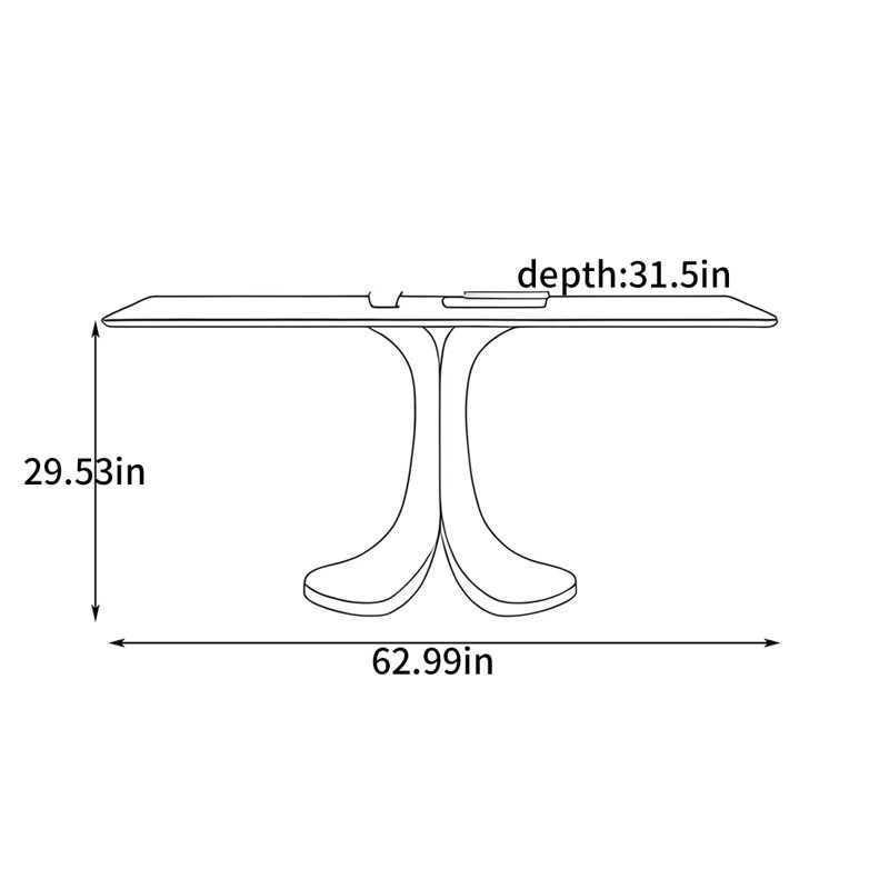 Simple rectangular dining table, 29.53"H x 62.99"L x 31.5"W