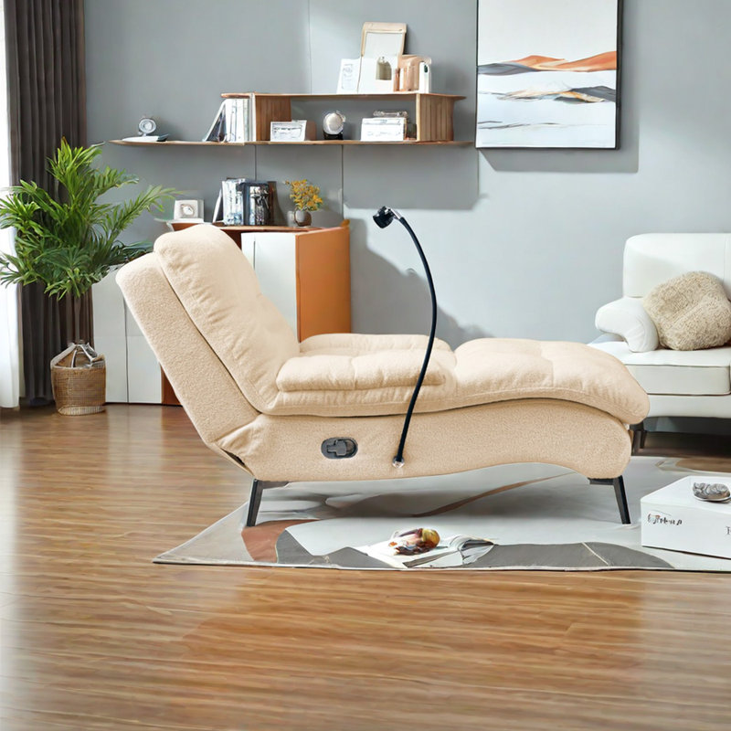 Chaise longue rembourrée Vershaun, Kaki