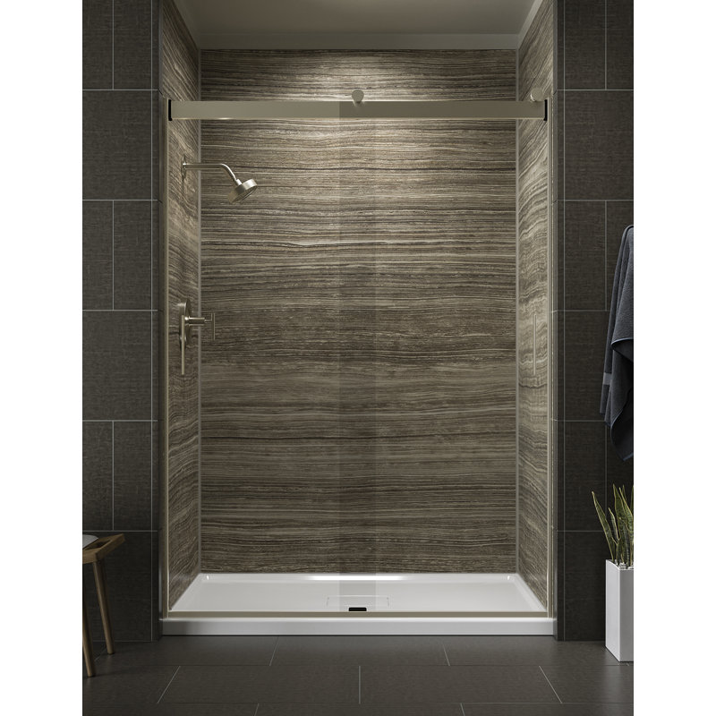 Porte de douche coulissante double l 59,62 po x H 82 po Levity avec poignées à lame avec technologie CleanCoat®