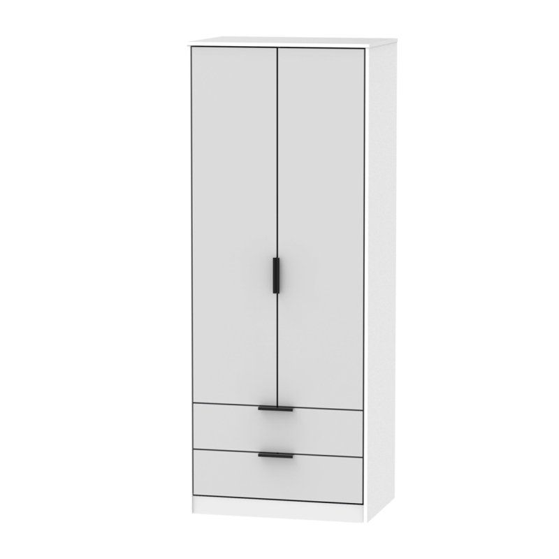 Fully Assembled Fallah Hong Kong Wardrobe, Grey / White Matt Veneer