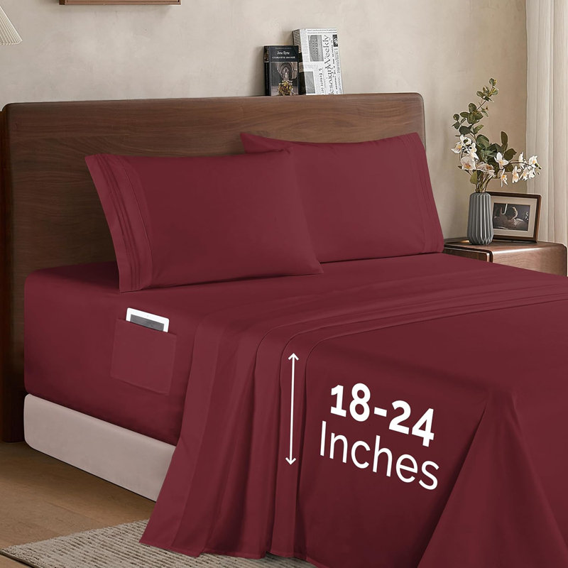 Ensemble de draps 4 pièces en microfibre de qualité hôtelière Elegant Comfort Luxury 1500, King Sheet Set with 2 Pillowcases