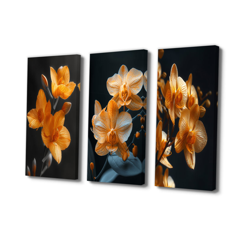 Fragrant Fusion Orange Black Orchids Photo I - Orchids Canvas Prints Collection, Wrapped Canvas, 28" H x 36" W