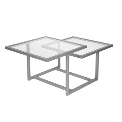 Table basse carrée de 43 po de large Amalie en nickel
