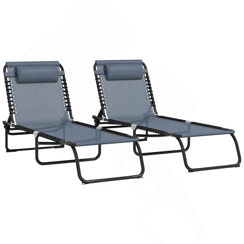 Outsunny Folding Chaise Lounge Pool Chair, Patio Sun Tanning Chair, Outdoor Lounge Chair With 4-Position Reclining Back