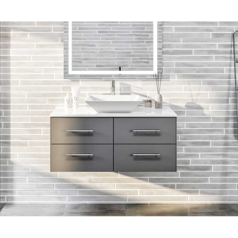 Juarez 36" Wall-Mounted Single Bathroom Vanity Set, Gray