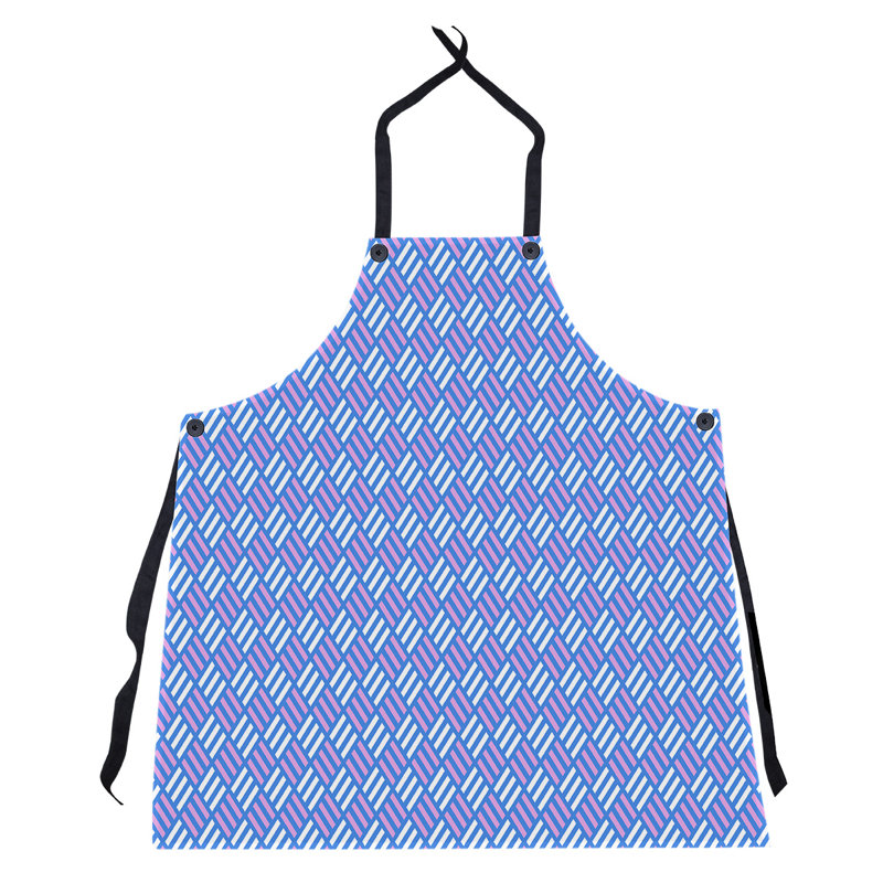 Tablier à carreaux à rayures, Bleu clair et mauve