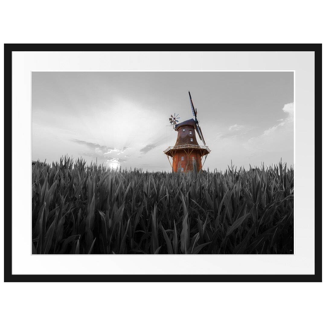 Gerahmter Fotodruck Beautiful Windmill in a Field