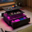  High Gloss Coffee Table With Drawer, Living Room Table Height Adjustable With 16 Colour LED-720611773