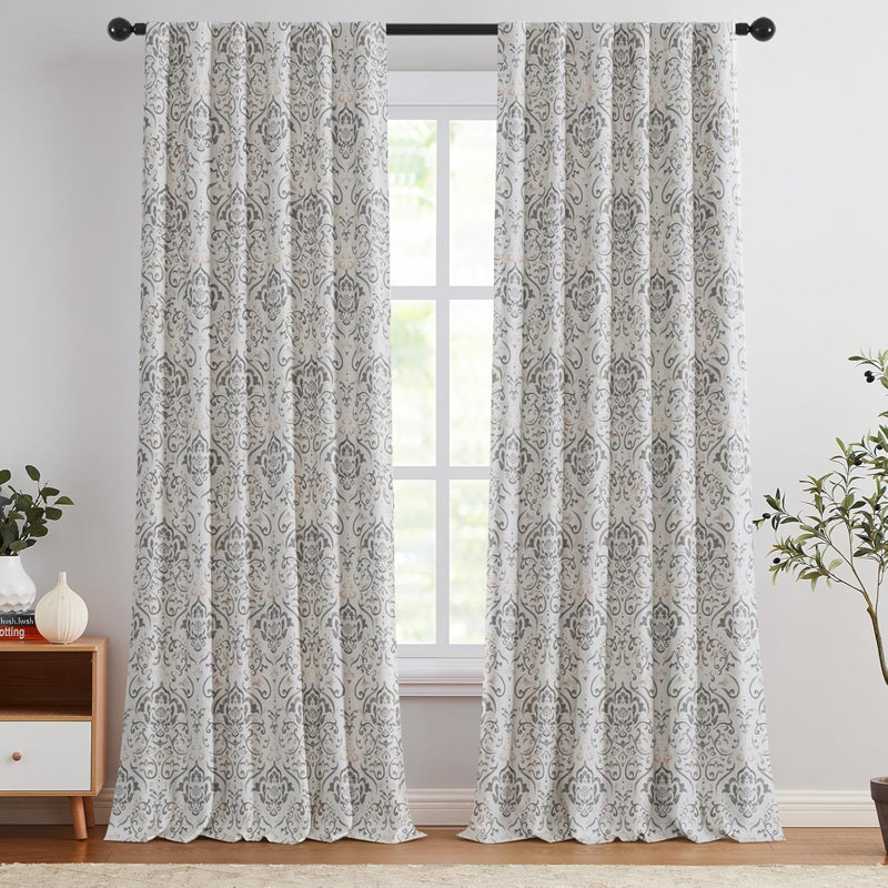 Rideaux à passe-tringle Vintage, Gris, L 52 po x L 96 po