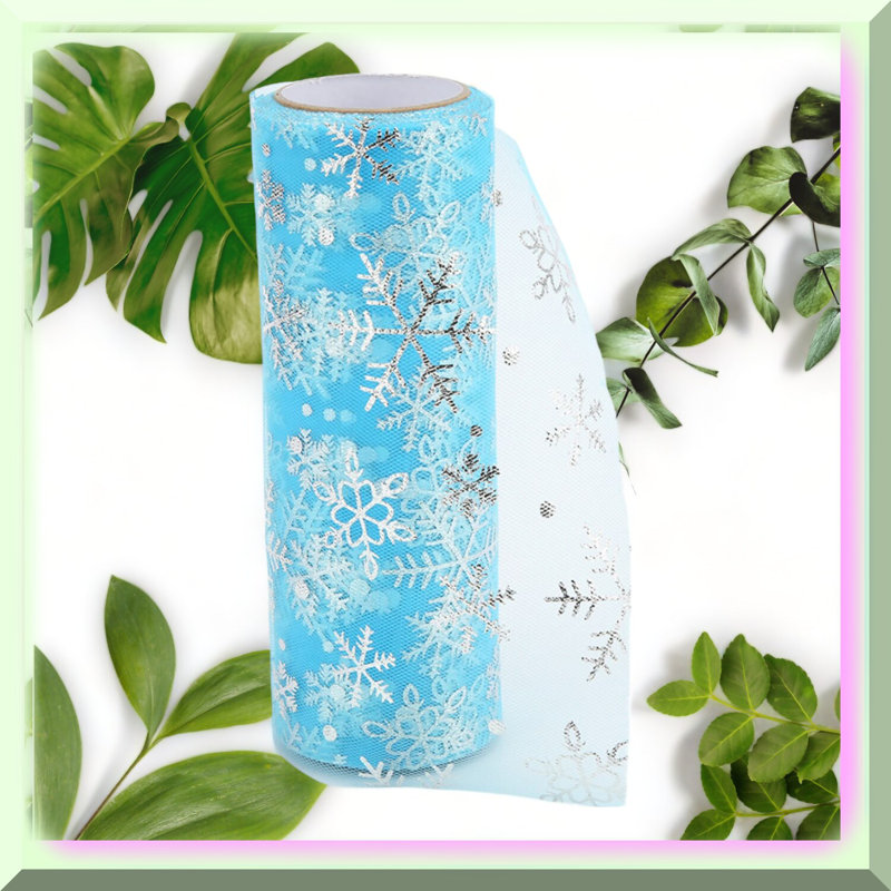 Snowflake Sparkle Tulle Roll 10 Yards