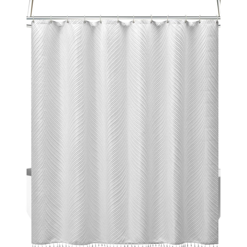 Rideau de douche Boho, rideau de douche en tissu tissé 72 x 72, Blanc