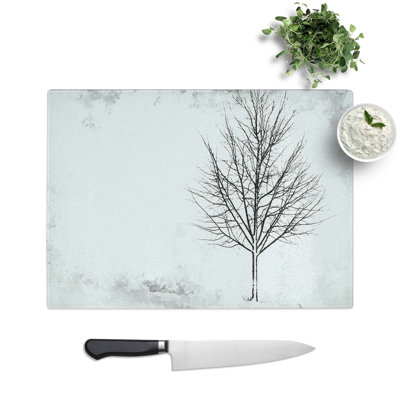 Glass Lone Tree At Winter Chopping Board