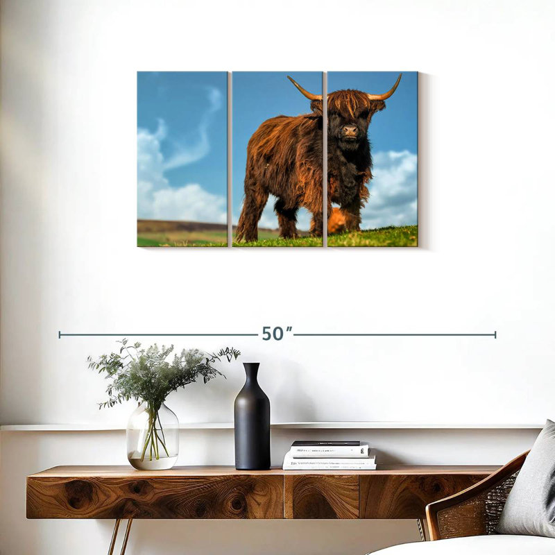 Brampt Dark Haired Highland Cow, 20" H x 33" W
