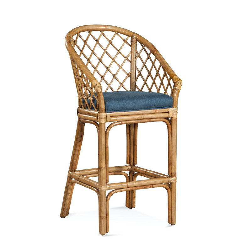 Kent Upholstered Stool, Antique Frost White, Navy Crypton Performance; 0822-61