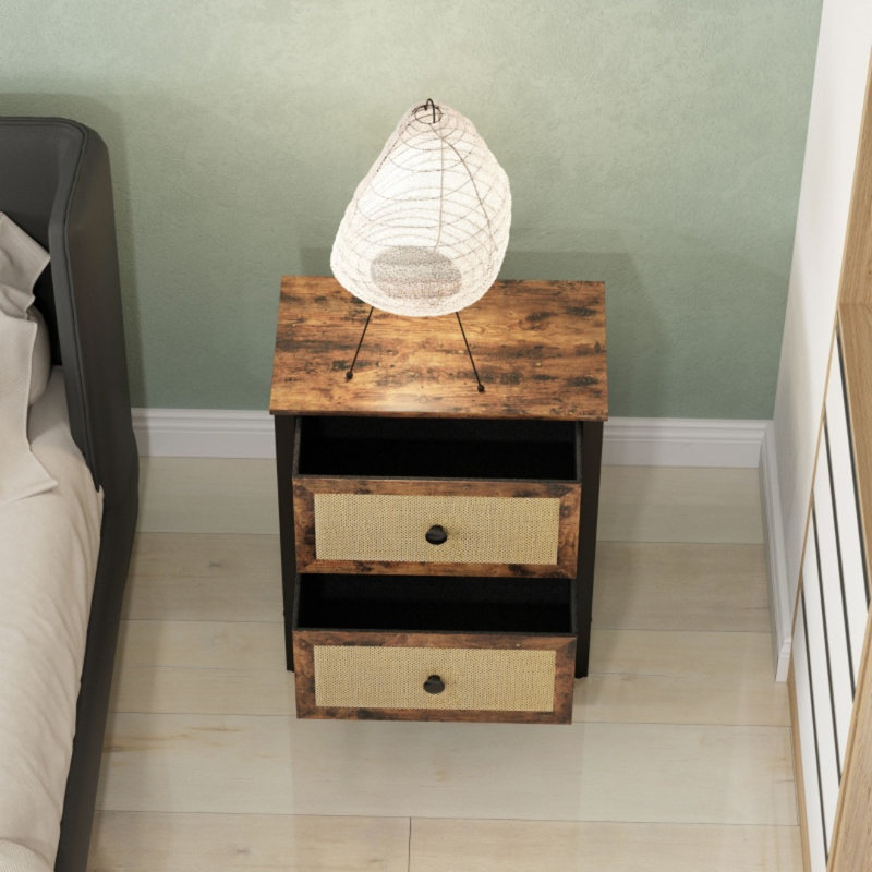 50cm W Engineered Wood Bedside Table
