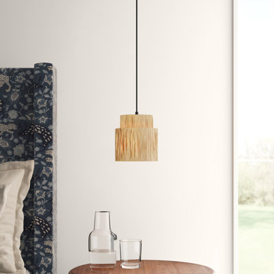 Luminaire suspendu cylindrique à 1 lumière avec accents en papier Frese
