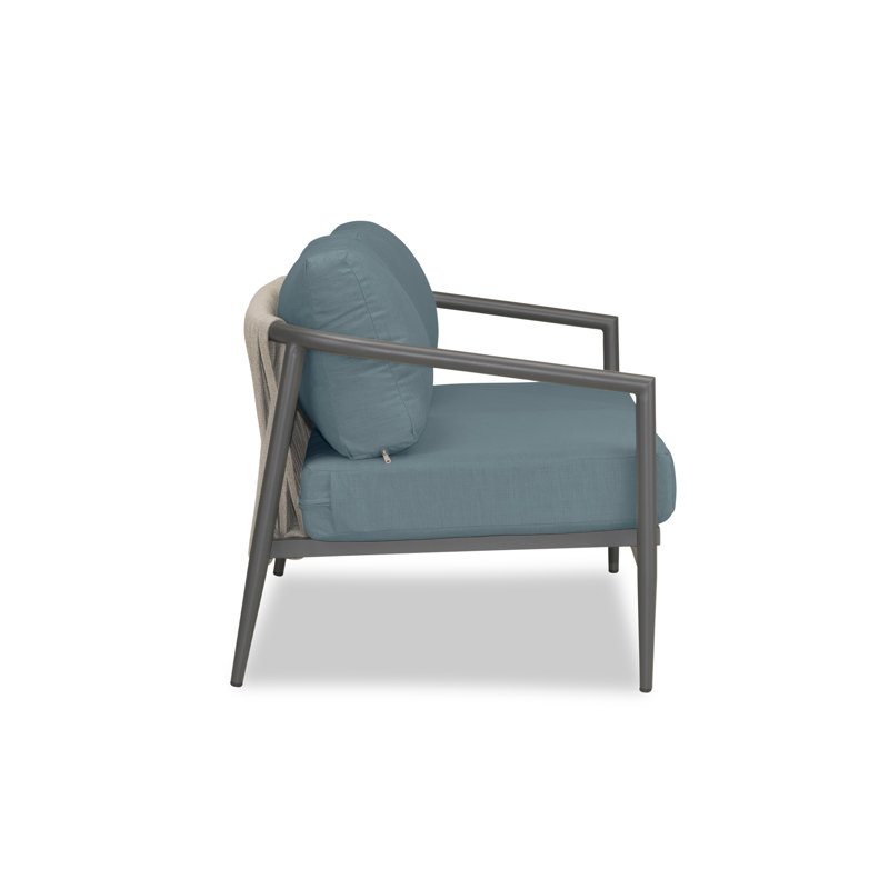 Olio Outdoor 2 - Seat Loveseat, Slate, Cast Lagoon Sunbrella® Plainweave