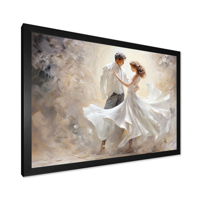 Danse valse en blanc II sur toile, Cadre simple noir, L 20 po x H 12 po x P 1 po