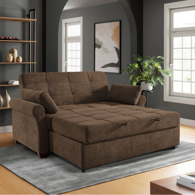 Serta Sabrina 73" Queen Rolled Arm Tufted Back Convertible Sleeper Sofa with Cushions
