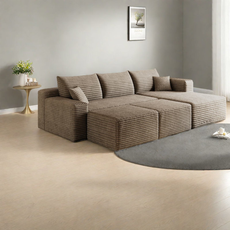 Canapé modulaire en velours côtelé 95 pouces