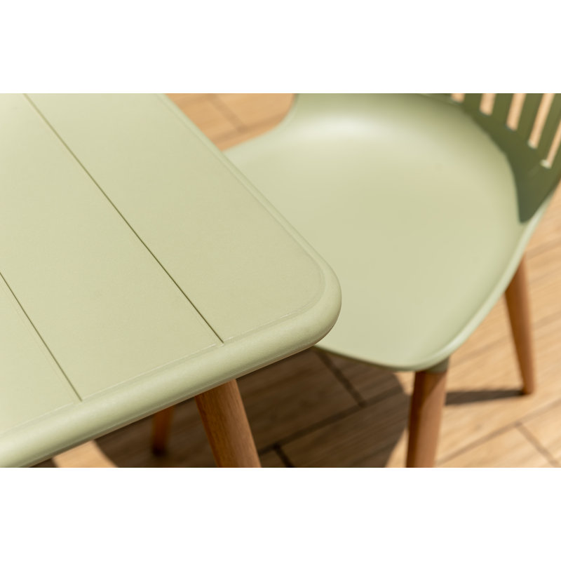 LifestyleGarden Fiji FSC Wood and Resin Outdoor Patio Honey Yellow Dining Table, Green